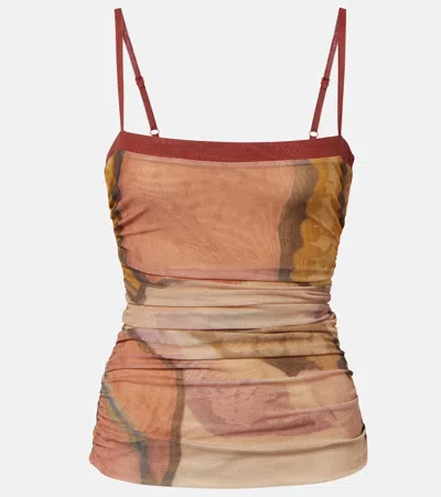 Sir Gathered Printed Mesh Tank Top In Multi