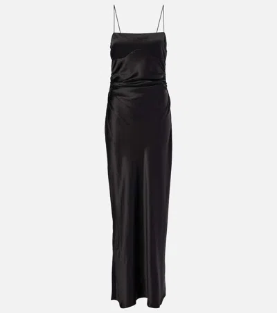 Sir Gathered Silk Slip Dress In Black