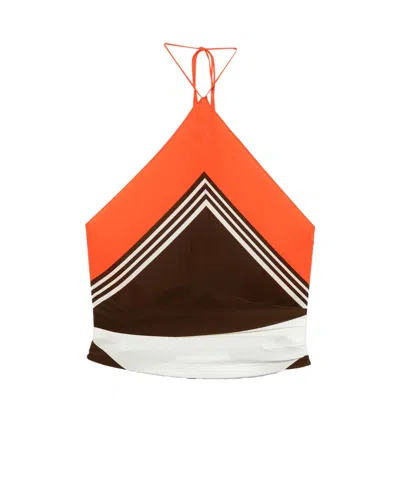 Sir Geometric Pattern Scarf In Brown