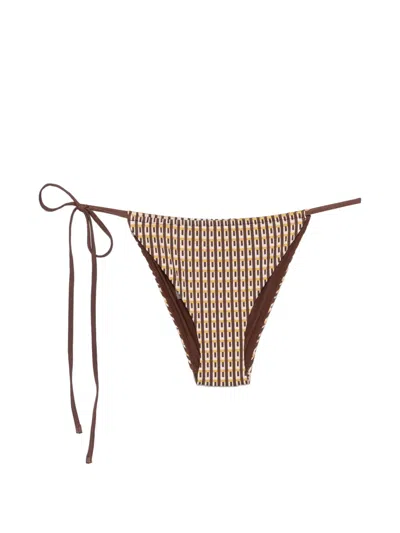 Sir Geometric-print Bikini Bottoms In Brown