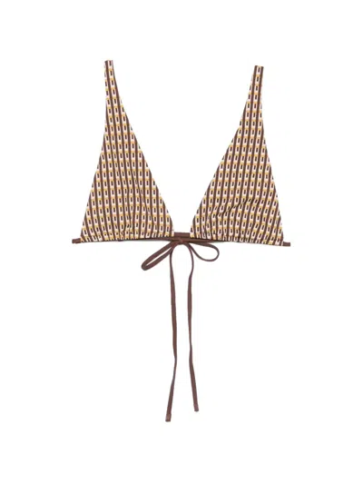 Sir Geometric-print Bikini Top In Brown