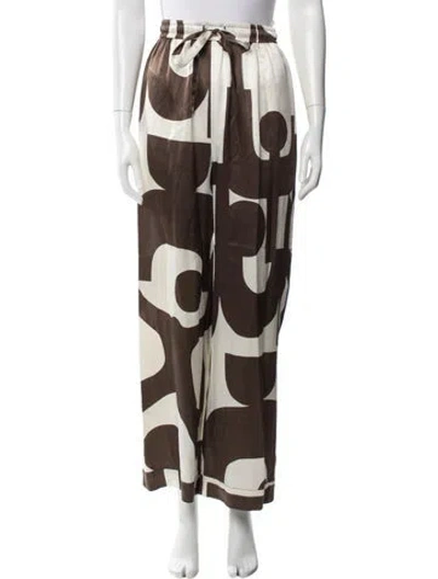 Pre-owned Sir Graphic Print Wide Leg Pants In Brown