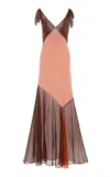 Sir Halcyon Silk Midi Dress In Brown