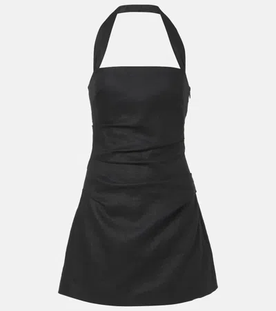 Shop Sir Halter Neck Linen Minidress In Black