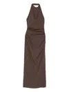 Sir Halterneck Ruched Dress In Brown