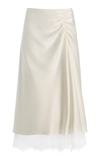 Sir . Ingrid Lace-trimmed Satin Midi Skirt In White