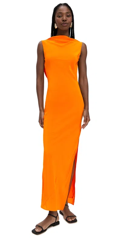 Sir Isla Open-back Draped Silk Crepe De Chine Gown In Orange