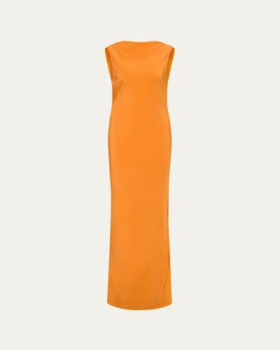 Sir Isla Cowl-back Silk Gown In Orange