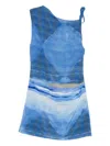 Sir Isla Waves Print Mini Dress In Blue