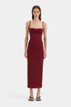 Sir Toni Ruched Mesh Maxi Dress In Berry