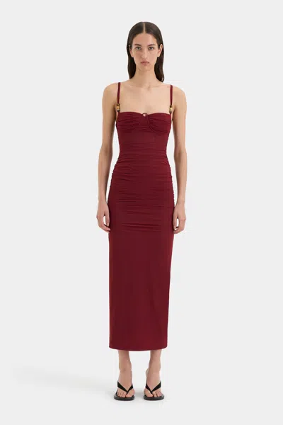 SIR JACQUES BEADED MIDI DRESS - BERRY / 3