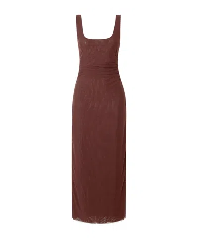 Sir Jacques Open-back Gathered Stretch-mesh Midi Dress In Animal Print