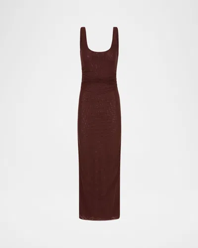 Sir Jacques Twist Midi Dress In Brown