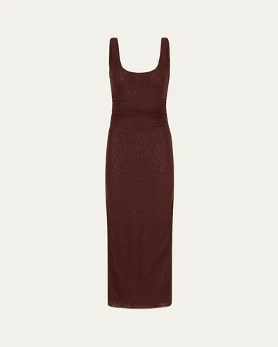 Sir Jacques Twist Midi Dress In Brown