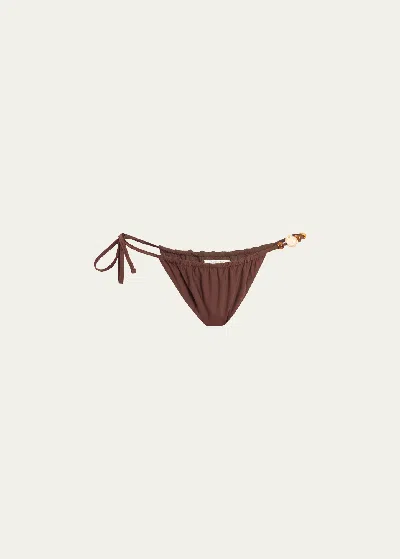 Sir Jeanne Beaded String Bikini Bottoms In Chocolate