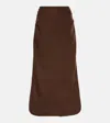 Sir Jerry Linen Midi Skirt In Brown