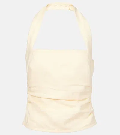 Sir Jerry Ruched Linen Top In White
