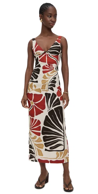 Sir Julietta Balconette Midi Dress Fiorello Rosso In Multi