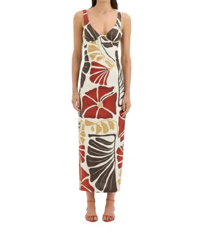 Sir Julietta Balconette Midi Dress In Fiorello Rosso In Brown