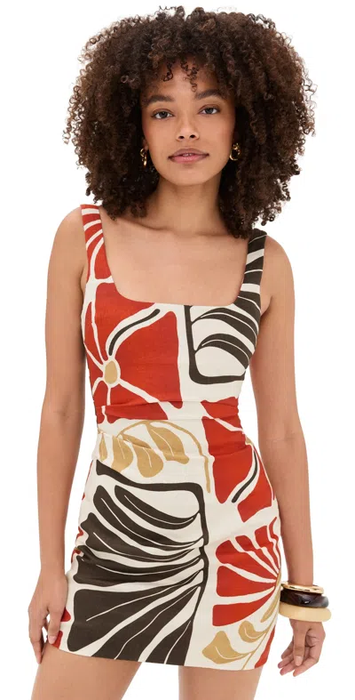 Sir Julietta Square Neck Mini Dress Fiorello Rosso In Multi