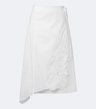 Sir Klara Asymmetric Cotton Midi Skirt In White