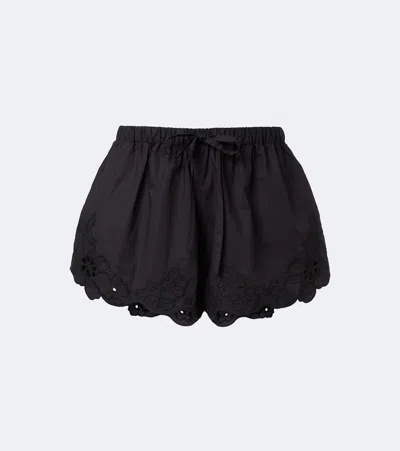 Sir Klara Emboirdered Cotton Shorts In Black