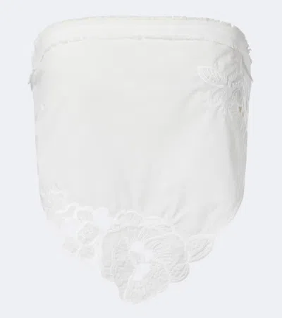 Sir Klara Cropped Broderie-anglaise-trimmed Cotton-poplin Top In Neutral