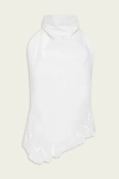 Sir Klara Broderie Anglaise Cotton Turtleneck Top In White