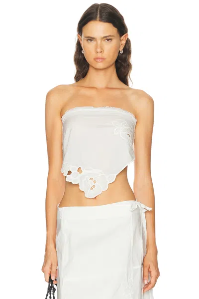 Sir Klara Cropped Broderie-anglaise-trimmed Cotton-poplin Top In Neutral