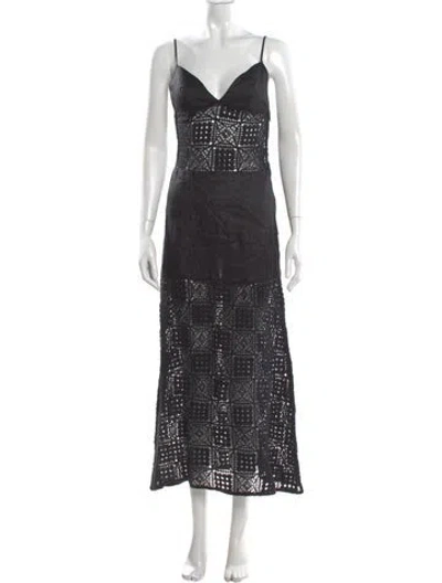 Pre-owned Sir Lace Pattern Long Dress In Black