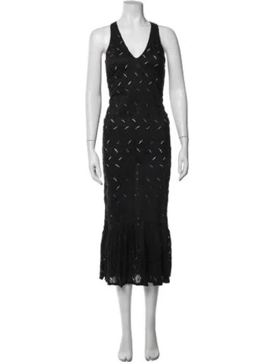 Pre-owned Sir Lace Pattern Long Dress In Black
