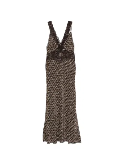 Sir Lace-panelled Printed Maxi Dress In Black