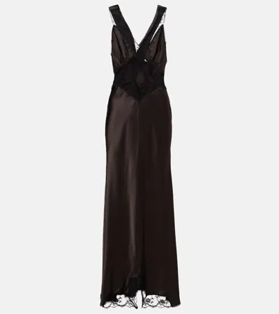 Sir Lace-trimmed Silk Maxi Dress In Black