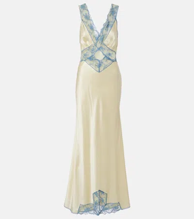 Sir Lace-trimmed Silk Maxi Dress In Neutral