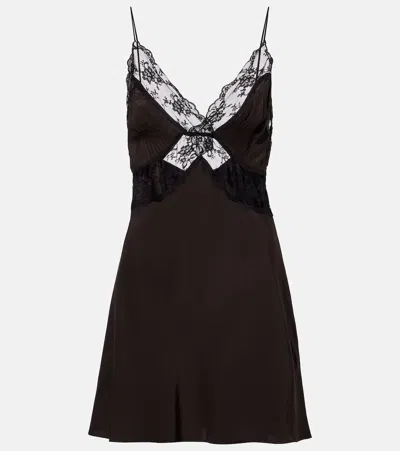 Sir Lace-trimmed Silk Minidress In Brown