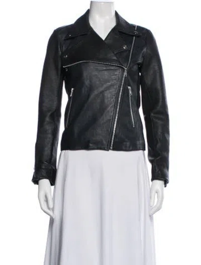 Pre-owned Sir Leather Biker Jacket In Black