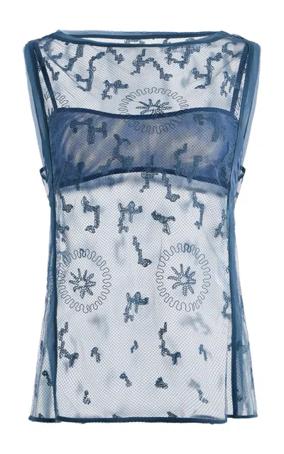 Sir . Leif Lace Top In Blue