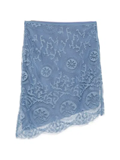 Sir Leif Mesh Midi Skirt In Blue