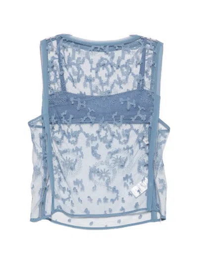 Sir Leif Embroidered Tulle Top In Blue