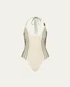Sir Leilana One-piece Swimsuit In Green Stripe