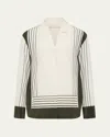 Sir Womens Garden Stripe Leilana Striped Long-sleeve Silk-crepe Shirt In Garden Stripe
