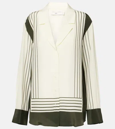 SIR LEILANA STRIPED SILK CREPE DE CHINE SHIRT