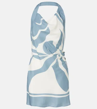 Sir Lilou Halterneck Silk Minidress In Blue