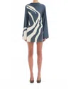 Sir Lilou Long Sleeve Mini Dress In Blue In Black