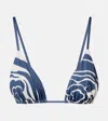 Sir Lilou Printed Bikini Top In Blue