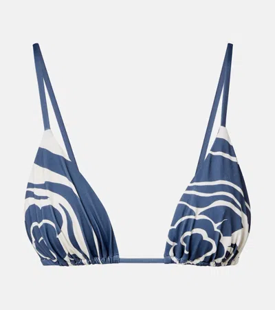 Sir Lilou Printed Bikini Top In Blue