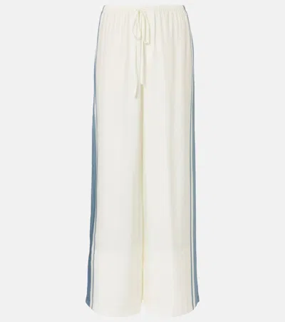 Sir Lilou Striped Silk Wide-leg Pants In White