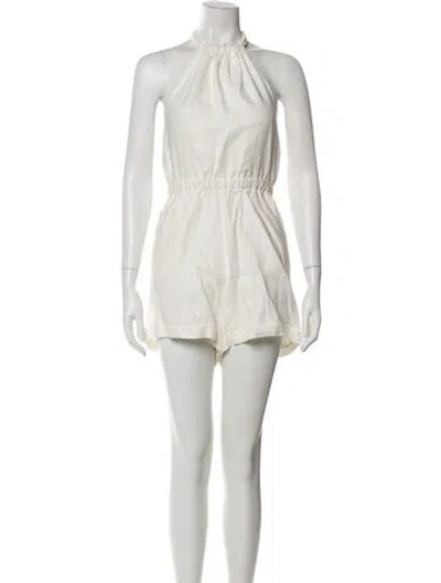 Pre-owned Sir Linen Crew Neck Romper In White