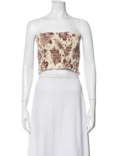 Pre-owned Sir Linen Floral Print Crop Top In Green