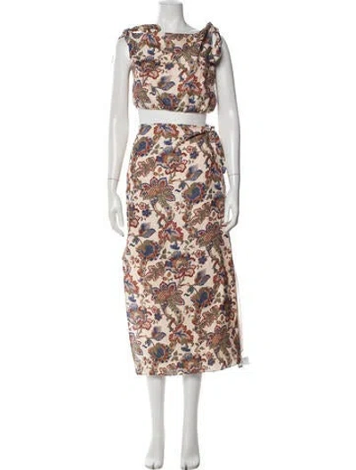 Pre-owned Sir Linen Floral Print Skirt Set In Neutral